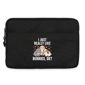 Cute Rabbits - I Just Really Like Bunnies Ok - Laptop bag 13" - black - Front