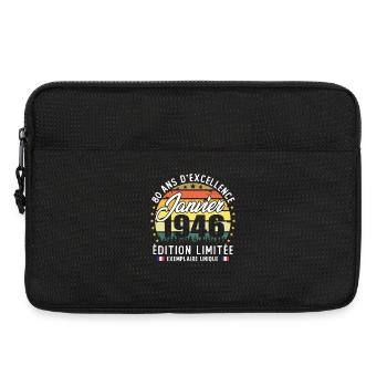 January 1946 Vintage 80 Year Anniversary Gift - Laptop bag 13" - black - Front