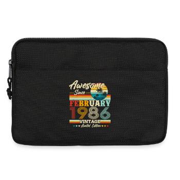 Février 1986 Vintage Rétro Anniversaire - Sacoche pour ordinateur portable 13 pouces - noir - Devant