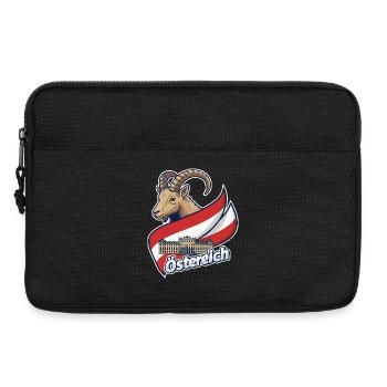 Steinbock mit österreichischer Flagge - Laptoptasche 13" - Schwarz - Vorne