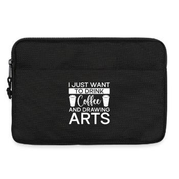 Peintre d’art drôle Je veux boire du café et dessiner - Sacoche pour ordinateur portable 13 pouces - noir - Devant