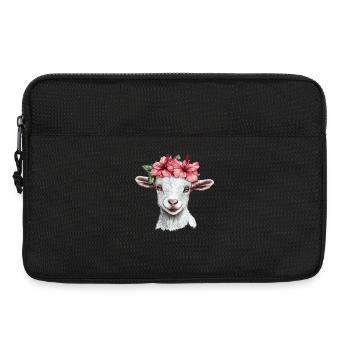 Chèvre avec une couronne d’hibiscus - Sacoche pour ordinateur portable 13 pouces - noir - Devant