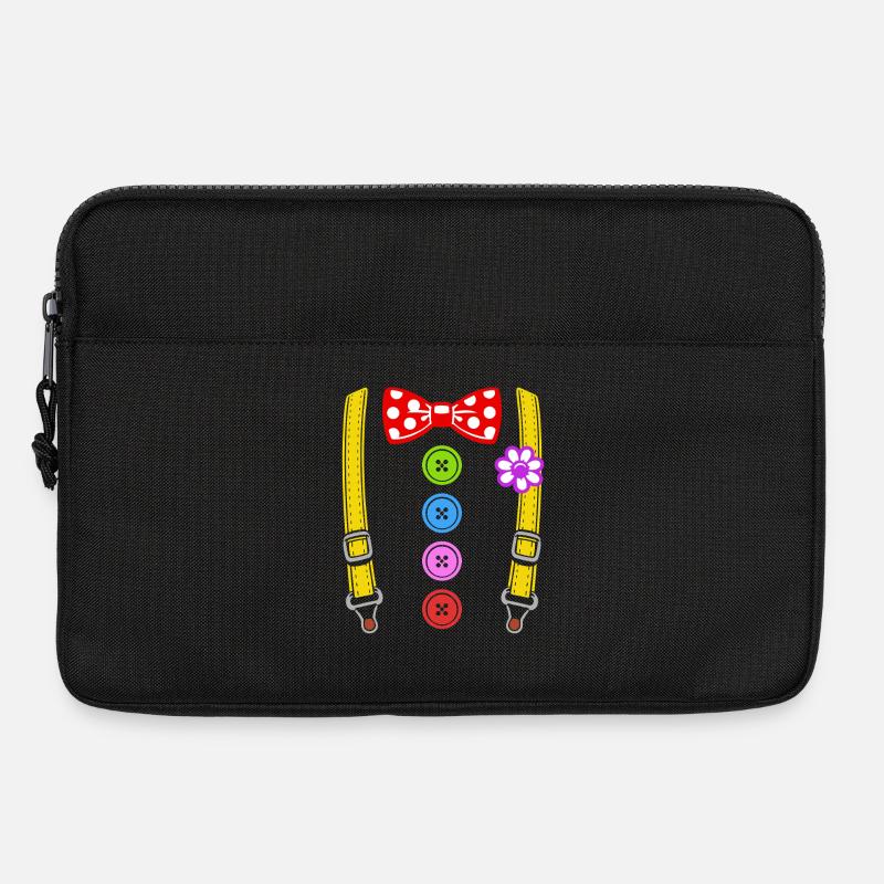 Buntes Clown Kostüm mit Hosenträgern - Laptoptasche 13" - Schwarz