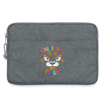 Karnevals Tiger | buntes Faschings Kostüm - Laptoptasche 13" - Grau meliert - Vorne