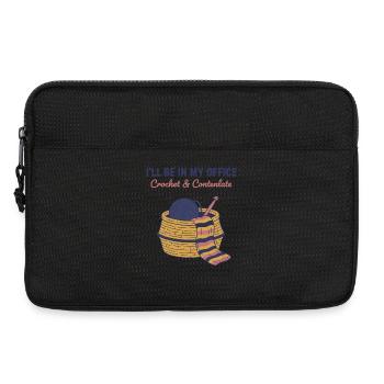 Ich bin in meinem Büro, häkele und unterhalte mich lustig - Laptoptasche 13" - Schwarz - Vorne
