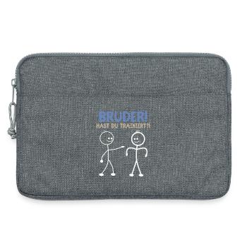 Strichmännchen HAST DU TRAINIERT LUSTIG - Laptoptasche 13" - Grau meliert - Vorne