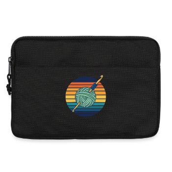 Funny Crochet Yarn Lovers Crochet Hook Retro - Laptop bag 13" - black - Front