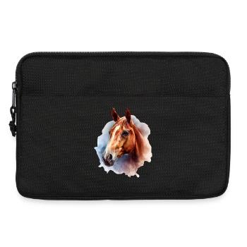 Pferde-Aquarell auf Himmelshintergrund - Laptoptasche 13" - Schwarz - Vorne