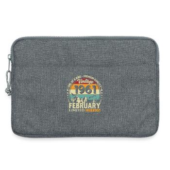 65th Birthday February 1961 Vintage Vintage - Laptop bag 13" - heather grey - Front