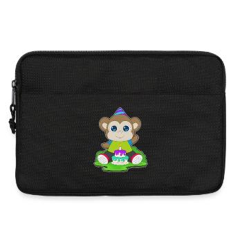 Gâteau d’anniversaire singe - Sacoche pour ordinateur portable 13 pouces - noir - Devant