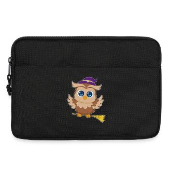 Eule Hexe Besen - Laptoptasche 13" - Schwarz - Vorne