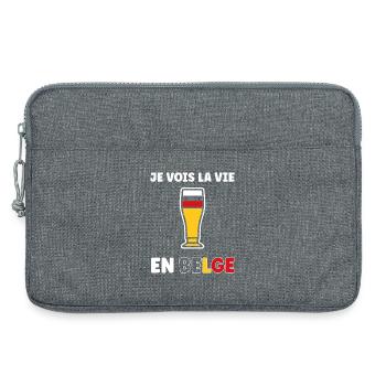 Belgisches Life Stilisiertes Bierglas - Laptoptasche 13" - Grau meliert - Vorne