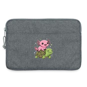 Axolotl und Schildkröte - Laptoptasche 13" - Grau meliert - Vorne