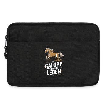 Galloping through life: motif for riders, horses - Laptop bag 13" - black - Front