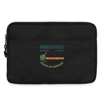 Crochet Counting Stitches Hooked On Handmade - Laptop bag 13" - black - Front