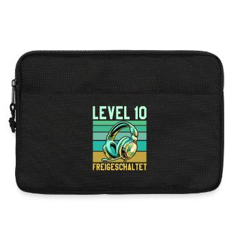 10e anniversaire Garçon Fille Gamer Niveau 10 ans - Sacoche pour ordinateur portable 13 pouces - noir - Devant
