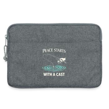 Soulagement du stress, pêche, santé mentale - Sacoche pour ordinateur portable 13 pouces - gris chiné - Devant
