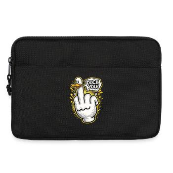 Duck You! Freches Ente-Mittelfinger Design - Laptoptasche 13" - Schwarz - Vorne