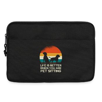 Coucher de soleil rétro pour garder un chien - Sacoche pour ordinateur portable 13 pouces - noir - Devant