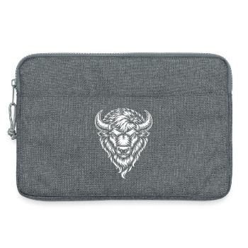 Tribal Bison – Mystisches Wildtier Motiv - Laptoptasche 13" - Grau meliert - Vorne