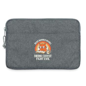 Lire des livres interdits Boire du café Se battre Chat maléfique - Sacoche pour ordinateur portable 13 pouces - gris chiné - Devant