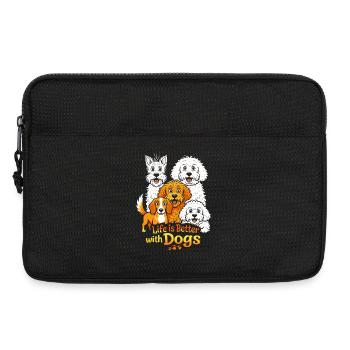La vie est meilleure avec les chiens - Sacoche pour ordinateur portable 13 pouces - noir - Devant