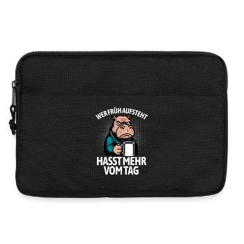 Hippo - Wer früh aufsteht hasst mehr vom Tag - Laptoptasche 13" - Schwarz - Vorne
