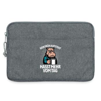 Hippo - If you get up early, you hate more of the day - Laptop bag 13" - heather grey - Front