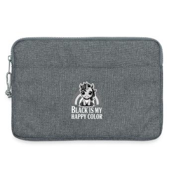 Schwarz ist mein fröhliches Farbeinhorn - Laptoptasche 13" - Grau meliert - Vorne