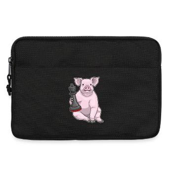 Pig Chess Piece King Chess - Laptop bag 13" - black - Front