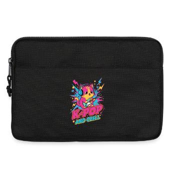 Chat K-Pop mignon K-POP AND CHILL Anime de musique coréenne - Sacoche pour ordinateur portable 13 pouces - noir - Devant