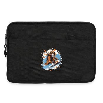 Beagle Hund Snowboard - Laptoptasche 13" - Schwarz - Vorne
