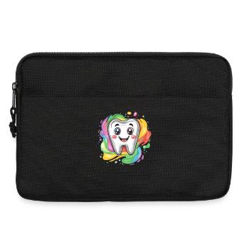 Fröhlicher Zahn Farbklecks - Laptoptasche 13" - Schwarz - Vorne