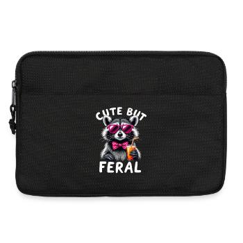 Raton laveur mignon mais sauvage avec des lunettes roses - Sacoche pour ordinateur portable 13 pouces - noir - Devant