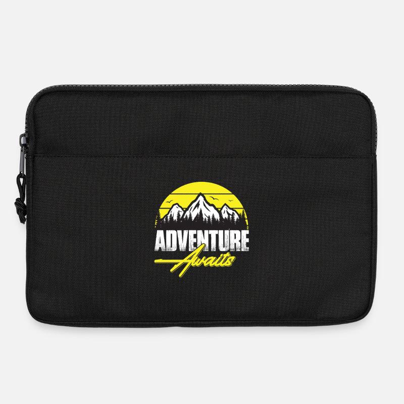 Abenteuer wartet Berglandschaft Neon - Laptoptasche 13" - Schwarz