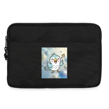 Fröhliches Küken singt zwischen bunten Blasen - Laptoptasche 13" - Schwarz - Vorne