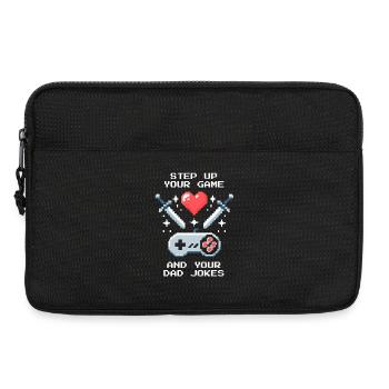 Level up & Papa-Witze | Bonuspapa Patchwork - Laptoptasche 13" - Schwarz - Vorne