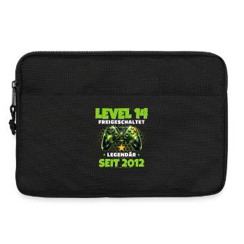 14. Geburtstag Gamer Shirt Level 14 freigeschaltet - Laptoptasche 13" - Schwarz - Vorne