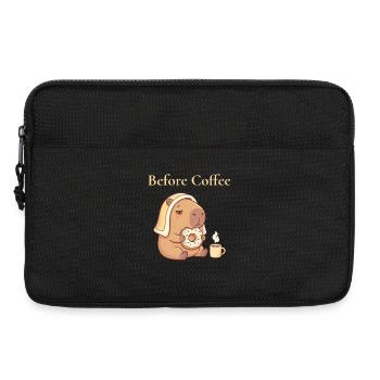 Capybara avec motif de beignet et cozy à café - Sacoche pour ordinateur portable 13 pouces - noir - Devant