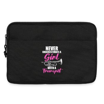 A girl with a trumpet trumpet player - Laptop bag 13" - black - Front