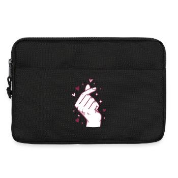 Kpop Musique coréenne Doigts mignons Cœur Amour Corée - Sacoche pour ordinateur portable 13 pouces - noir - Devant