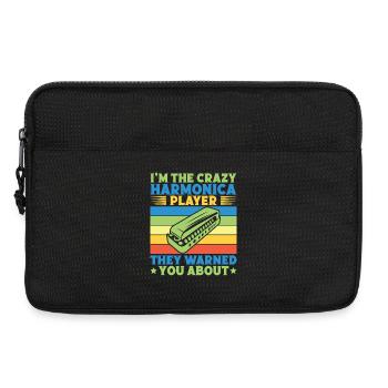 Funny Harmonica Player Crazy Player They Warned - Laptoptasche 13" - Schwarz - Vorne