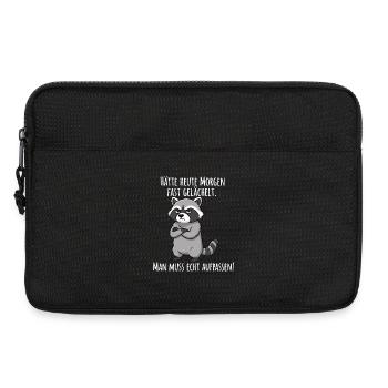 Almost Smiled – Grumpy Raccoon Morning Grouch - Laptop bag 13" - black - Front