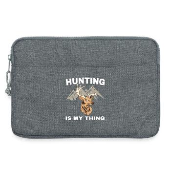 Amour de chasse : tête de cerf devant les montagnes - Sacoche pour ordinateur portable 13 pouces - gris chiné - Devant