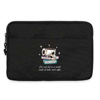 Skull-Tasse: Bücherwelt & Kaffee - Laptoptasche 13" - Schwarz - Vorne