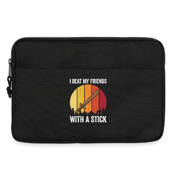 I Beat My Friends With A Stick – Retro Design - Laptop bag 13" - black - Front