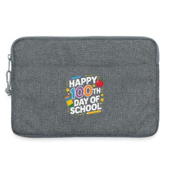 100. Schultag Neon Design - Laptoptasche 13" - Grau meliert - Vorne