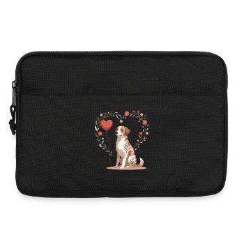 Motif de tatouage de chien en forme de cœur fleur - Sacoche pour ordinateur portable 13 pouces - noir - Devant