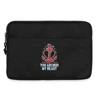 Du ankerst mein Herz Nautisches Segelboot Valentine - Laptoptasche 13" - Schwarz - Vorne