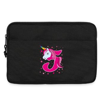 Licorne, 5 ans, 5e anniversaire, enfant - Sacoche pour ordinateur portable 13 pouces - noir - Devant